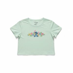 Disney Mint Green Crop Top with Stitch Design